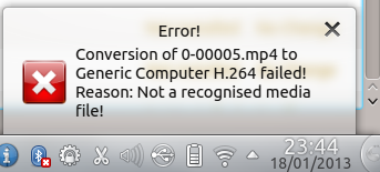 Error! Conversion failed! Reason: Not a recognised media file!